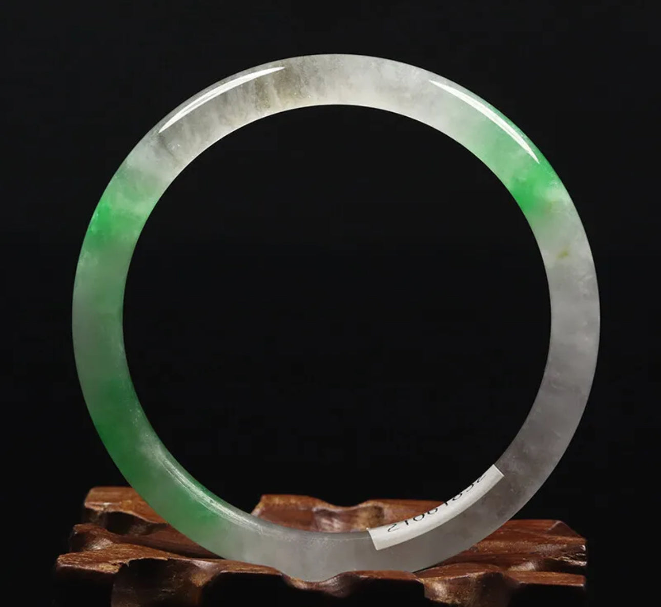 VINTAGE Medium Green/White Icy Jade Round Princess Cut Size 58mm M757 - JazzyJewelbyAmina