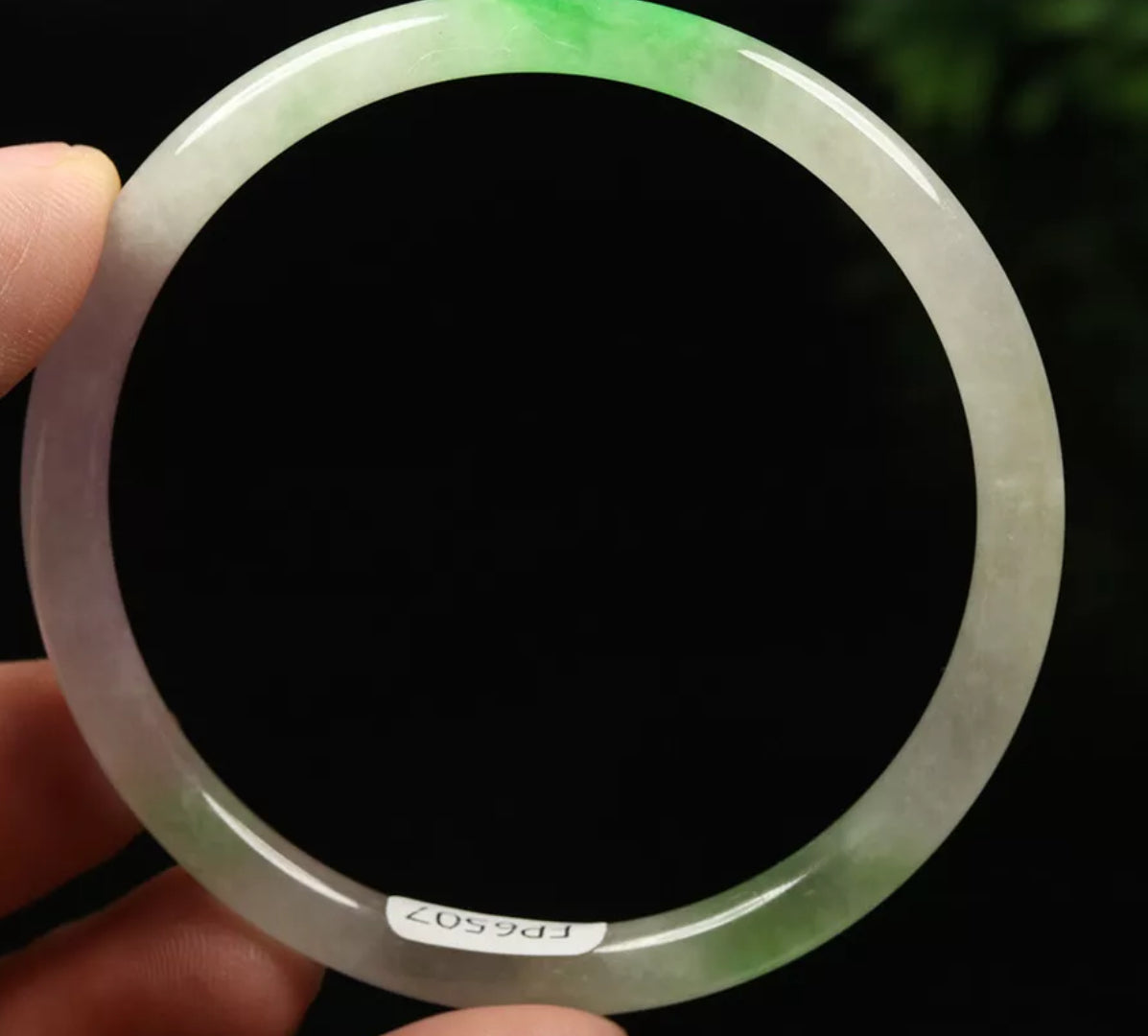 VINTAGE Medium Jadeite Green/Lavender Jade Bangle Round Princess Cut Size 58mm Fine Unique Jade Piece N067 - JazzyJewelbyAmina