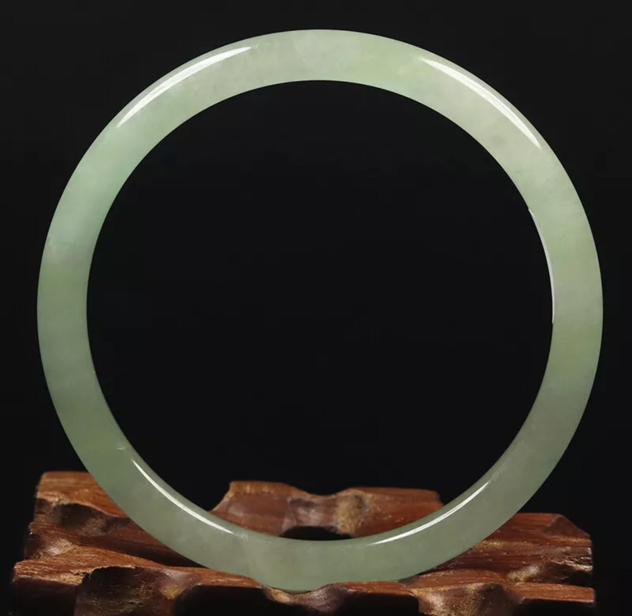 VINTAGE Medium Jadeite Green Icy Jade Bangle Size 57mm Round Princess Cut U087 - JazzyJewelbyAmina