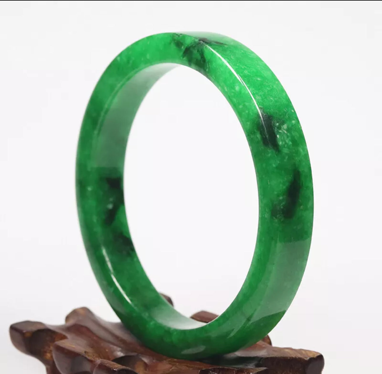 VINTAGE XXL Jadeite Emerald Green Jade A bangle Square Cut Size 67mm N907 - JazzyJewelbyAmina