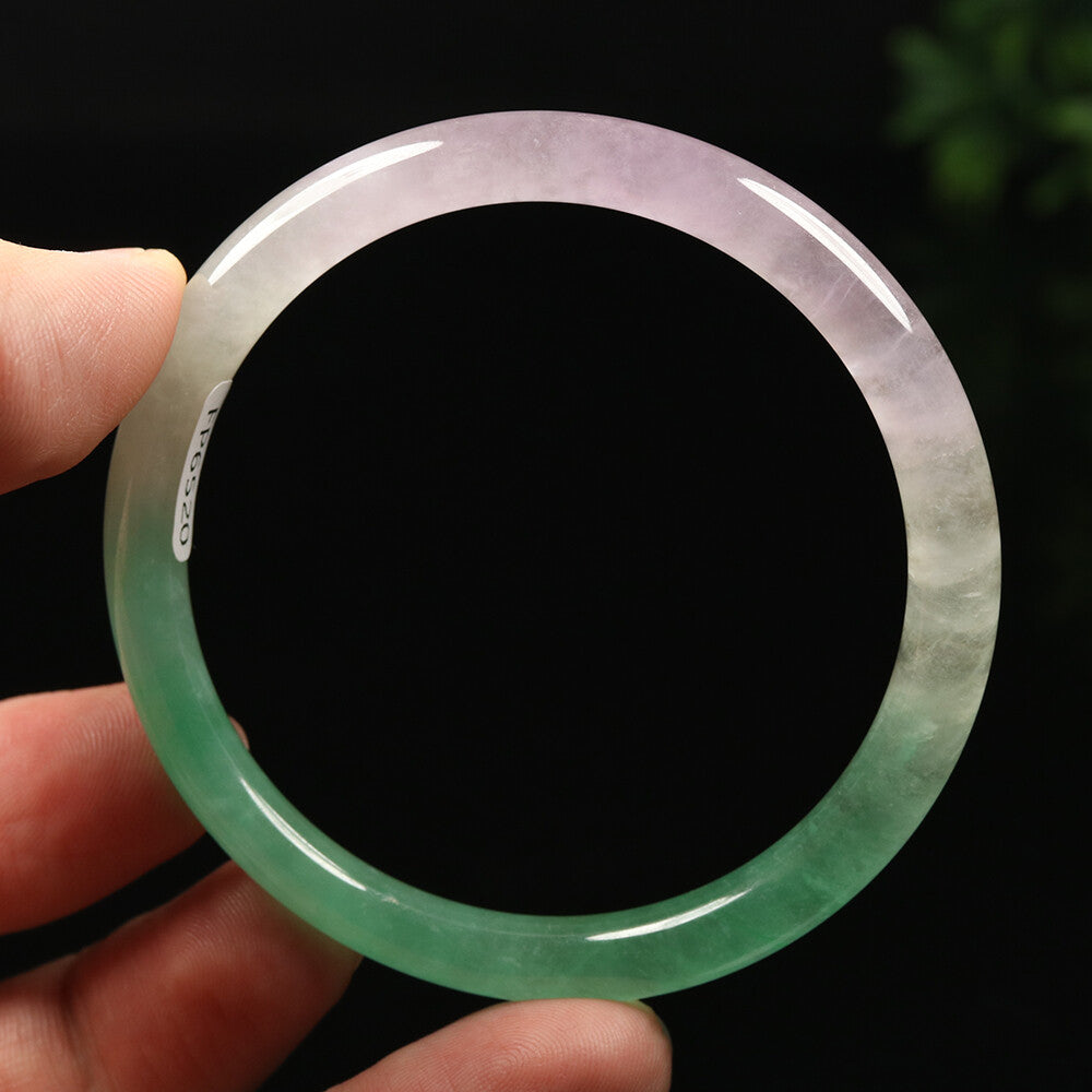VINTAGE Small Jadeite Green/Lavender Jade Bangle Size 56 MM Round Princess Cut G093 - JazzyJewelbyAmina