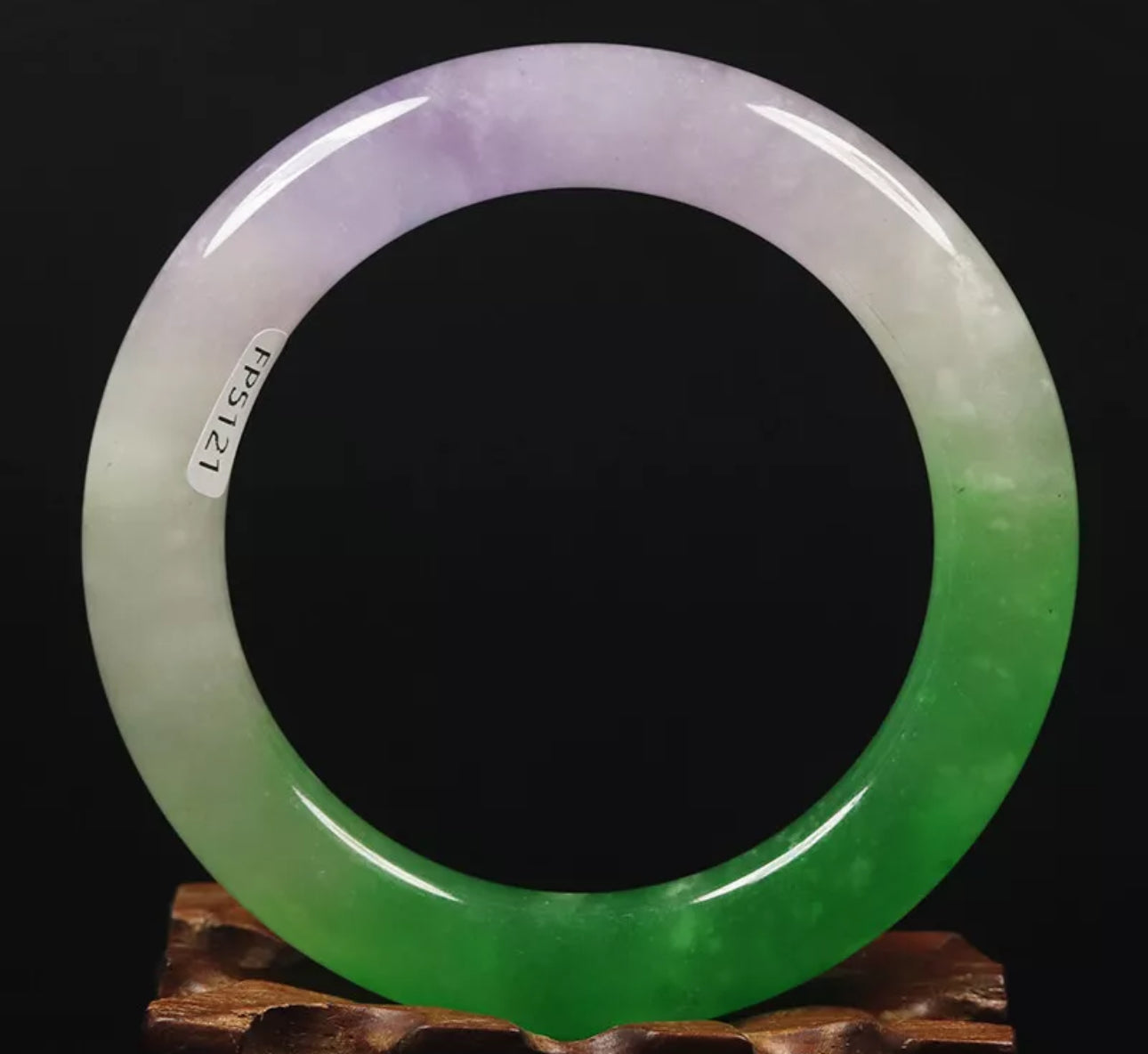 VINTAGE Medium Jadeite Green Lavender Jade Bangle Round Princess Chunky Cut Size 58mm Y295 - JazzyJewelbyAmina