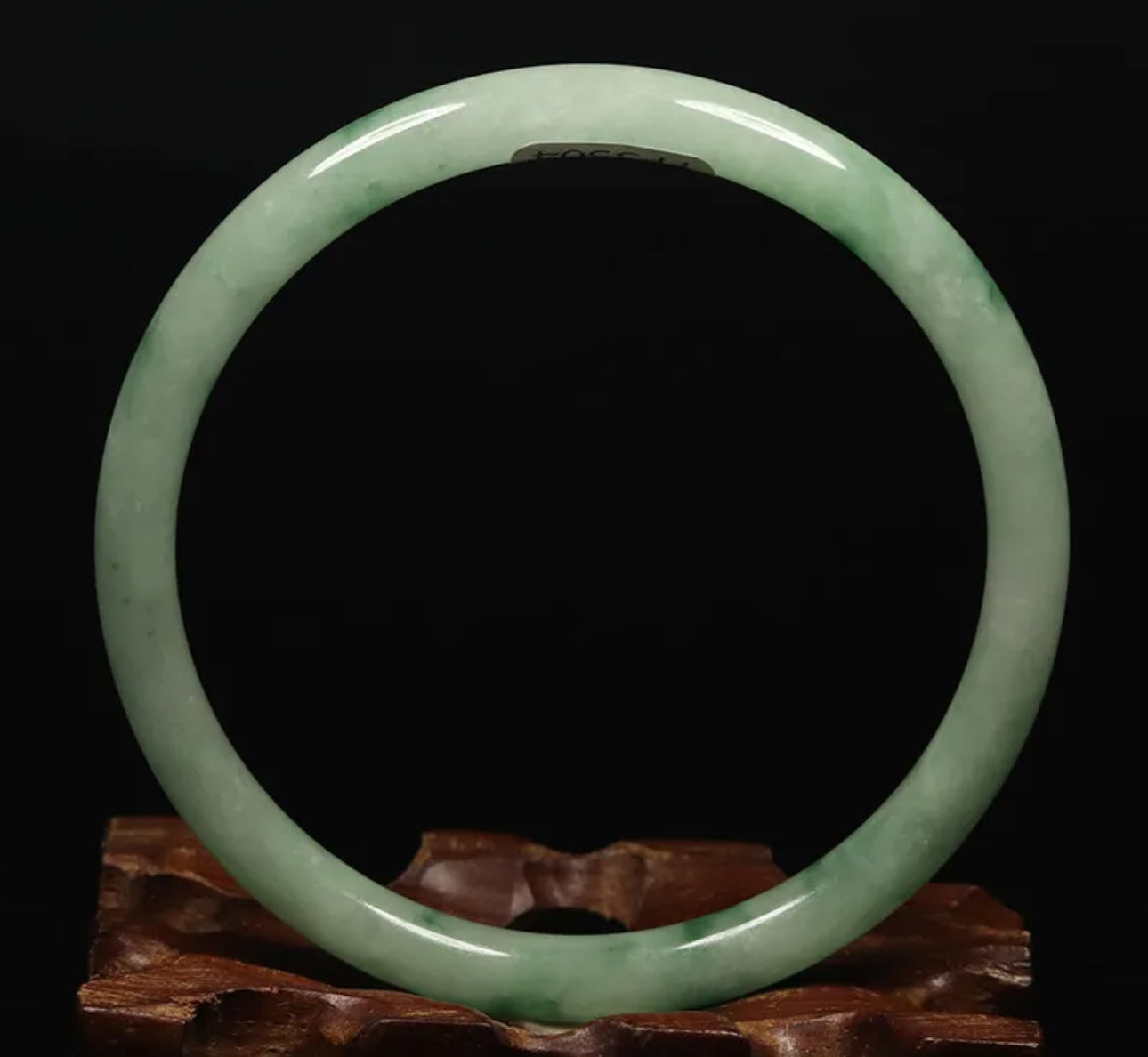 VINTAGE Medium Jadeite Green Jade Bangle from Burma - Round Princess Cut Size 59mm M061 - JazzyJewelbyAmina