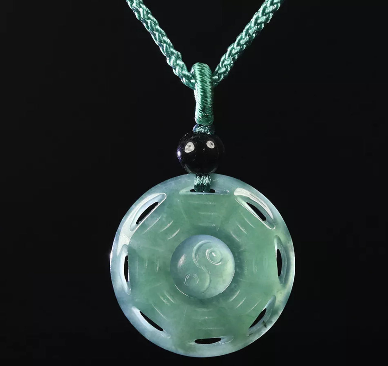 VINTAGE Green Octagon Jade Pendant Eight Trigrams Certified Lucky Jade Piece! - JazzyJewelbyAmina