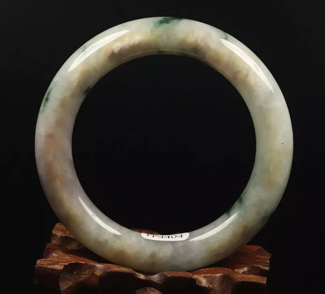 VINTAGE Medium Jadeite White Lavender Jade Bangle Round Princess Cut Size 57mm G404 - JazzyJewelbyAmina