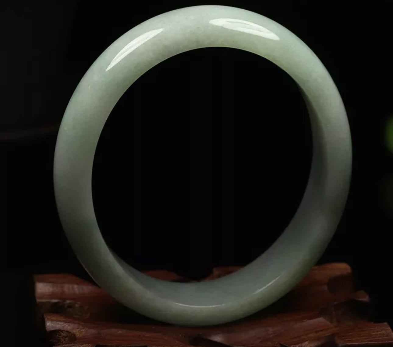 VINTAGE X-Small Jadeite Green Jade Bangle Certified Size 53.5 mm J229 (Oval Jade) - JazzyJewelbyAmina