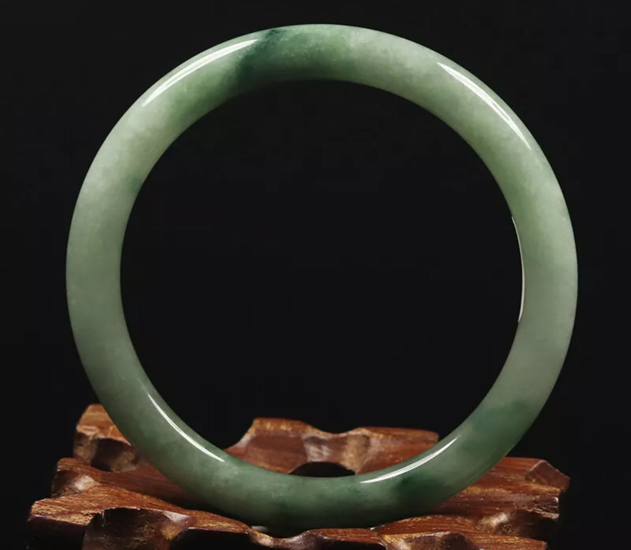 VINTAGE Small Jadeite Green Jade Bangle Size 55mm Round Princess Cut L153 - JazzyJewelbyAmina