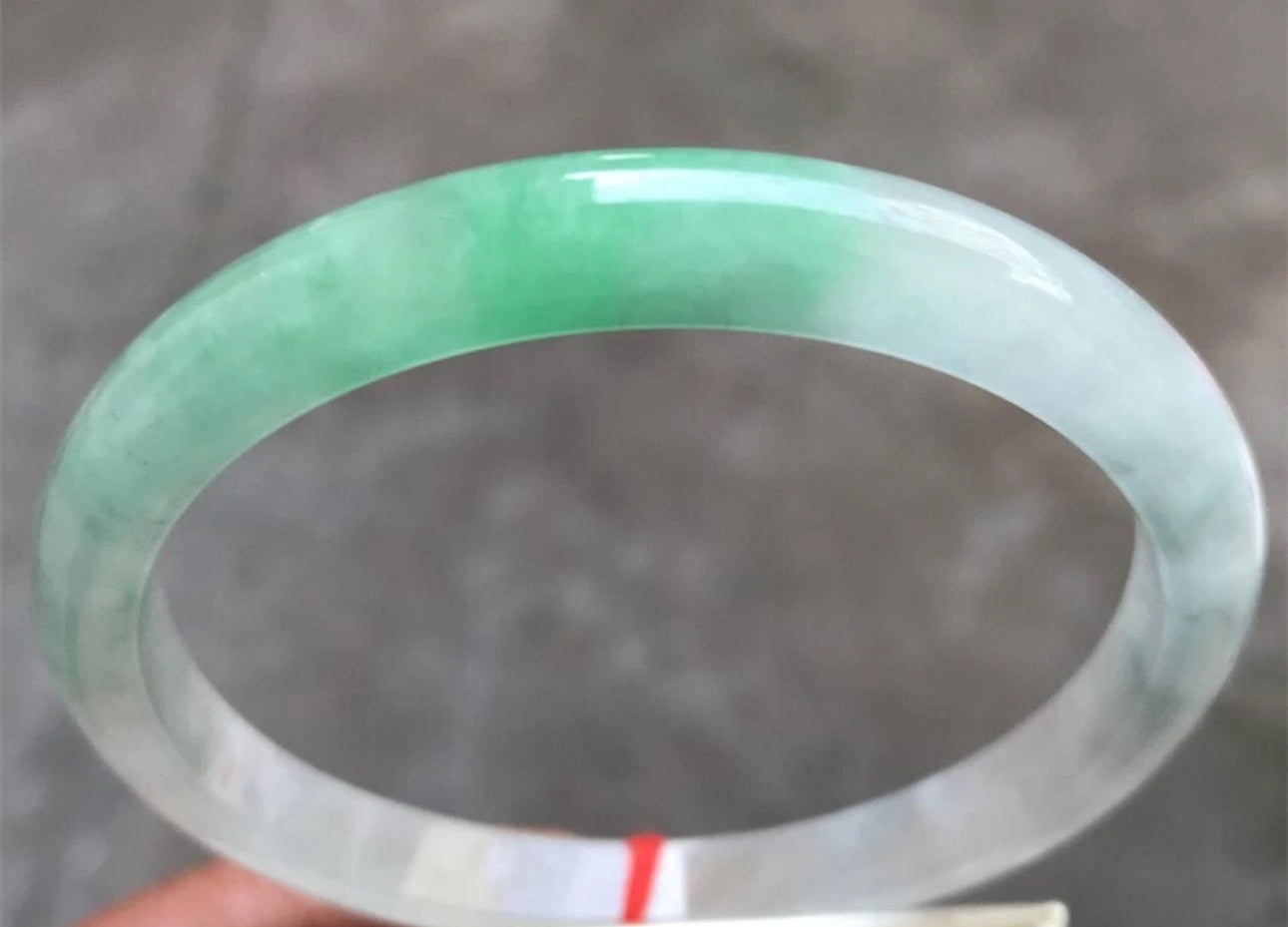 VINTAGE XXL Jadeite Green Icy Jade Bangle Size 66.8 MM Thin Round Bangle U629