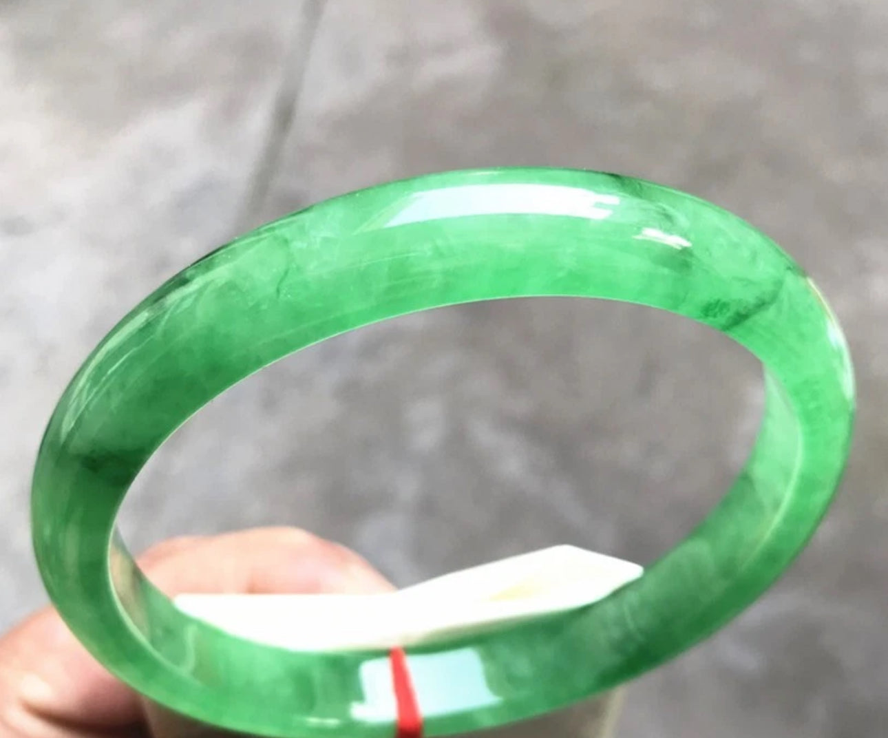 VINTAGE XXL Jadeite Icy Green Jade Bangle Size 76 MM Unique Jade G097 - JazzyJewelbyAmina