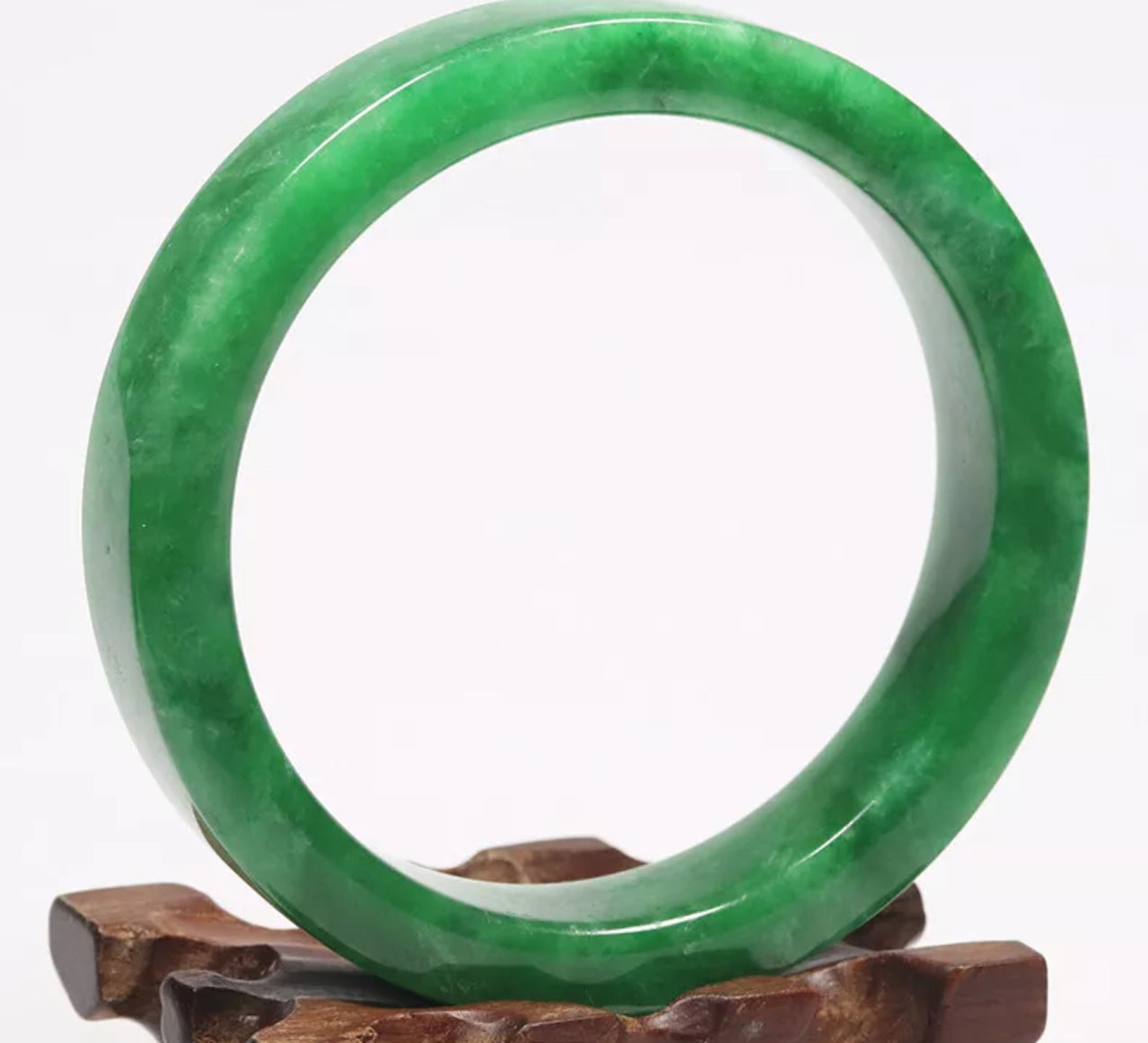 VINTAGE XXL Jadeite Green Jade Bangle Square Cut Size 67mm D989 - JazzyJewelbyAmina