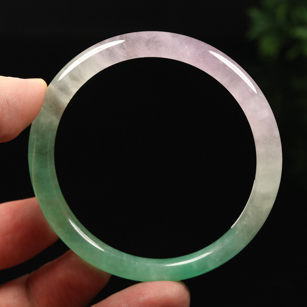 VINTAGE Small Jadeite Green/Lavender Jade Bangle Size 56 MM Round Princess Cut G093 - JazzyJewelbyAmina