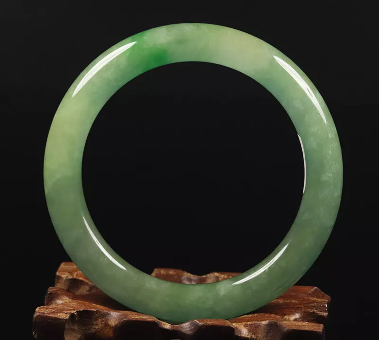 VINTAGE Small Jadeite Green Jade Bangle Size 55mm Round Princess Chunky Cut A455 - JazzyJewelbyAmina