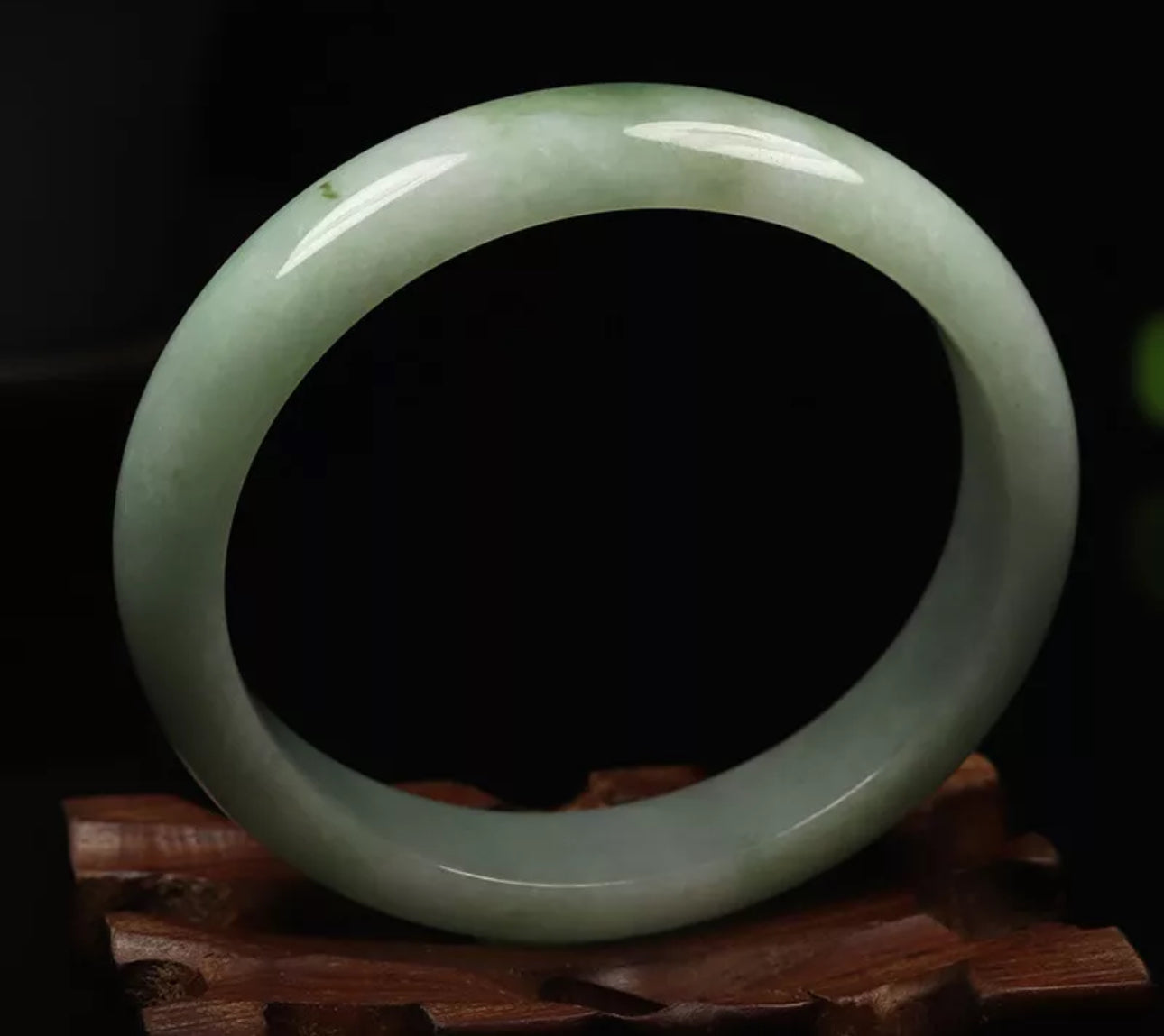 VINTAGE X-Small Jadeite Green Jade Bangle Certified Size 53.5 mm J229 (Oval Jade) - JazzyJewelbyAmina