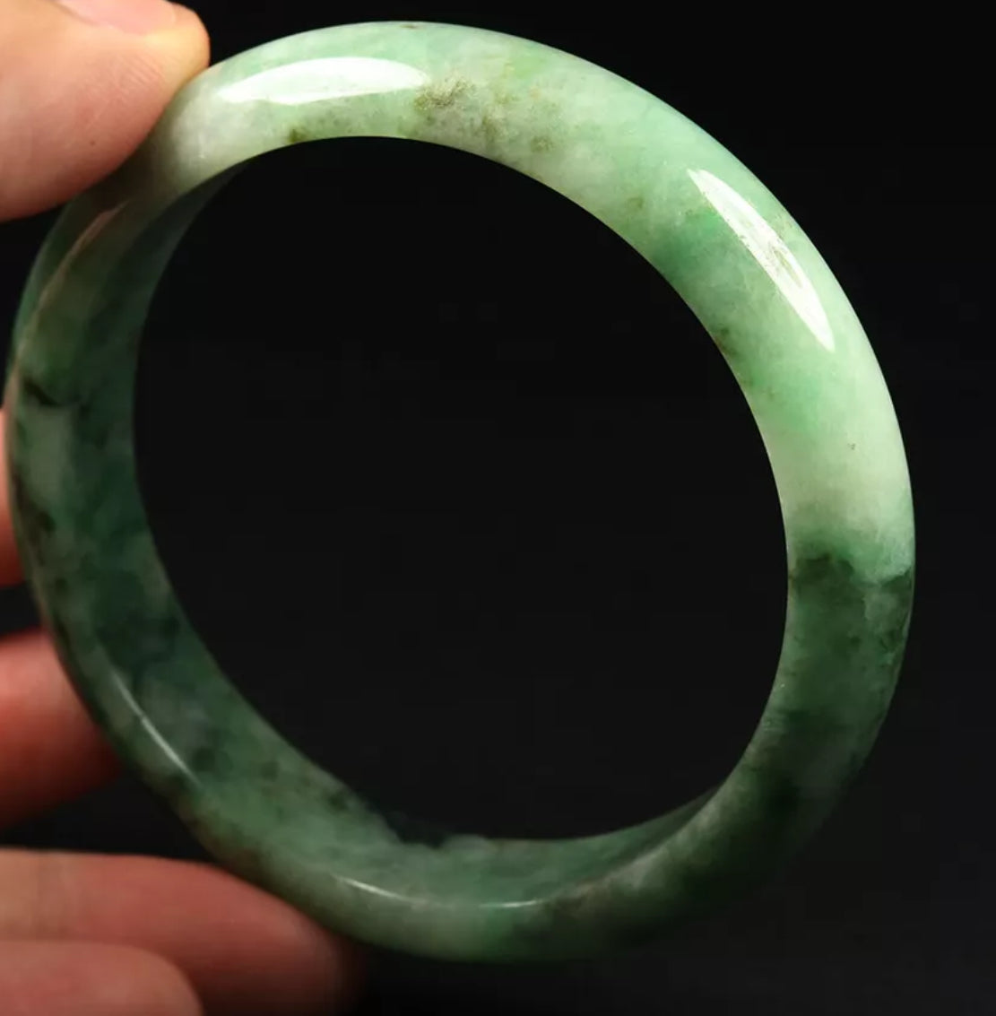 VINTAGE Large Jadeite Green Jade Bangle Certified Size 61.5mm L028 - JazzyJewelbyAmina