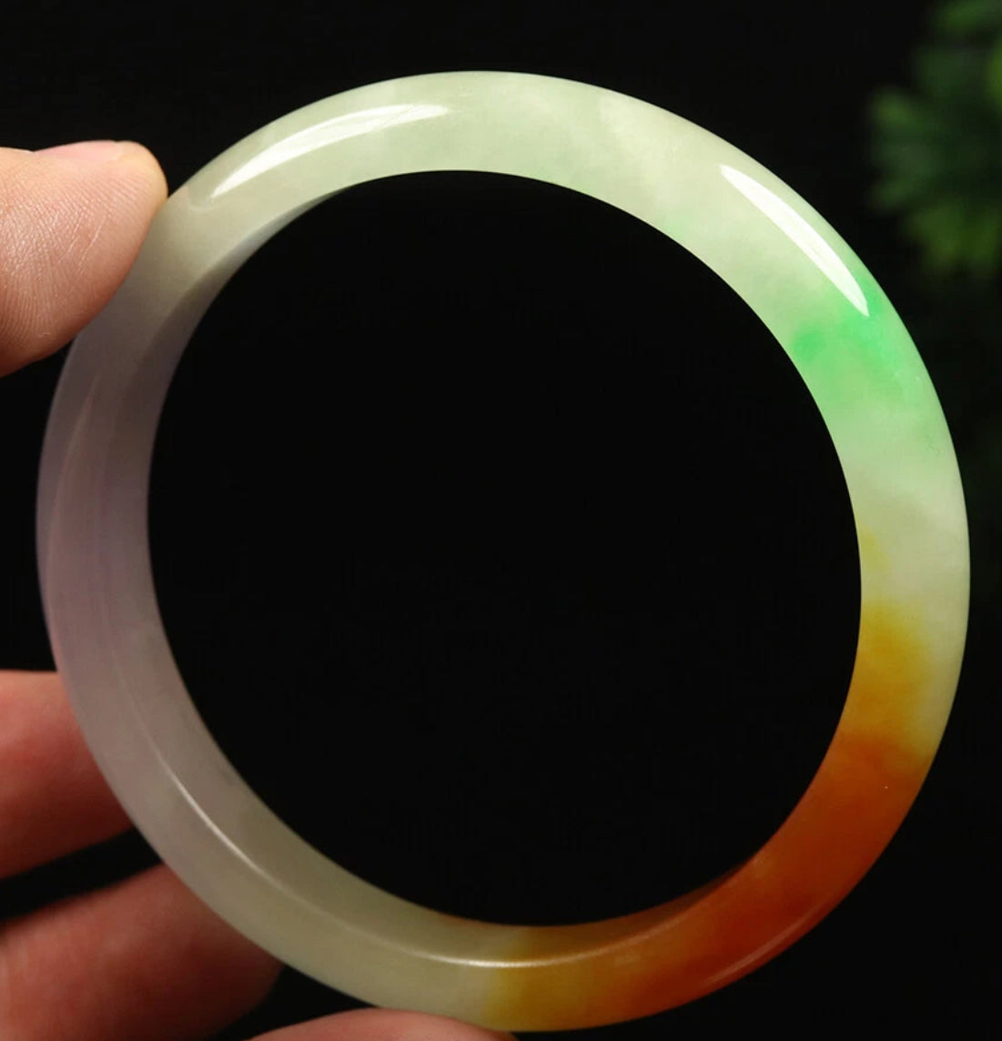 VINTAGE XL Jadeite Green/Brown/Red/Lavender Jade Bangle Size 64mm A697 - JazzyJewelbyAmina