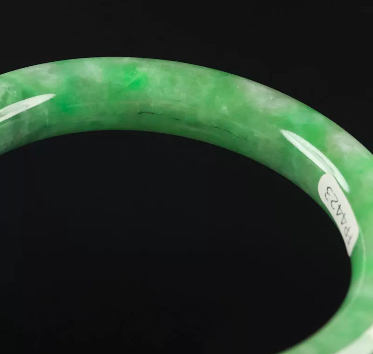 VINTAGE Medium Jadeite Green Jade Bangle Size 59mm Round Princess Cut J899 - JazzyJewelbyAmina