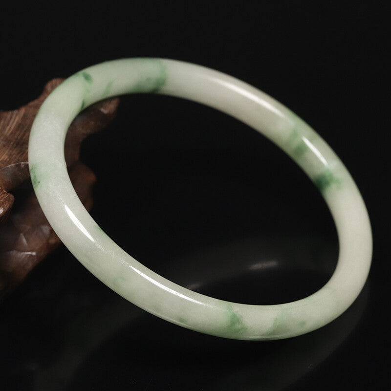 VINTAGE Medium Jadeite Green Jade Bangle Size 59 MM Round Princess Cut G103 - JazzyJewelbyAmina