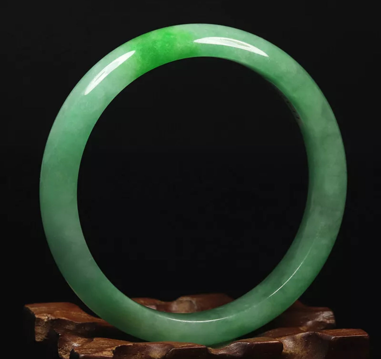VINTAGE Large Jadeite Green Jade Bangle Size 60mm A631 Pop Green! - JazzyJewelbyAmina