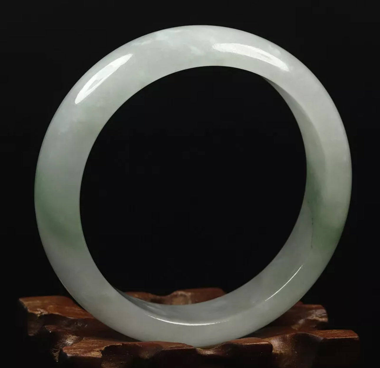 VINTAGE Large Jadeite Green/White Jade Bangle Size 60mm O1015 - JazzyJewelbyAmina