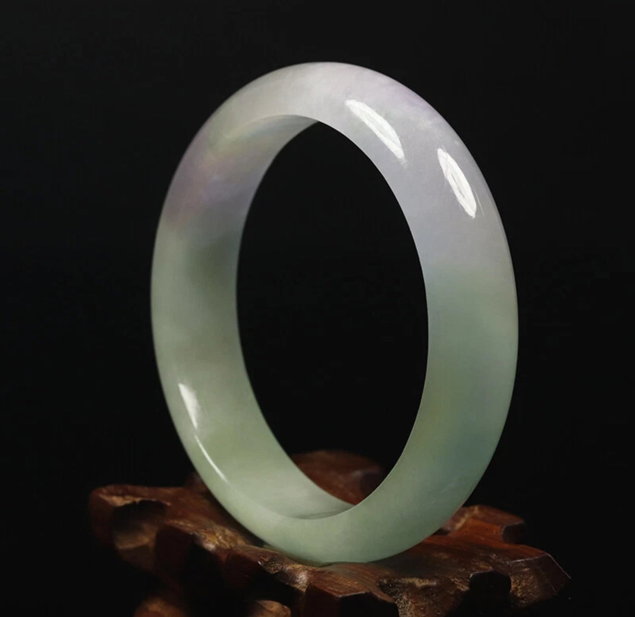 VINTAGE Medium Jadeite Green Jade Bangle Size 59 MM Unique Icy Jade G101 - JazzyJewelbyAmina