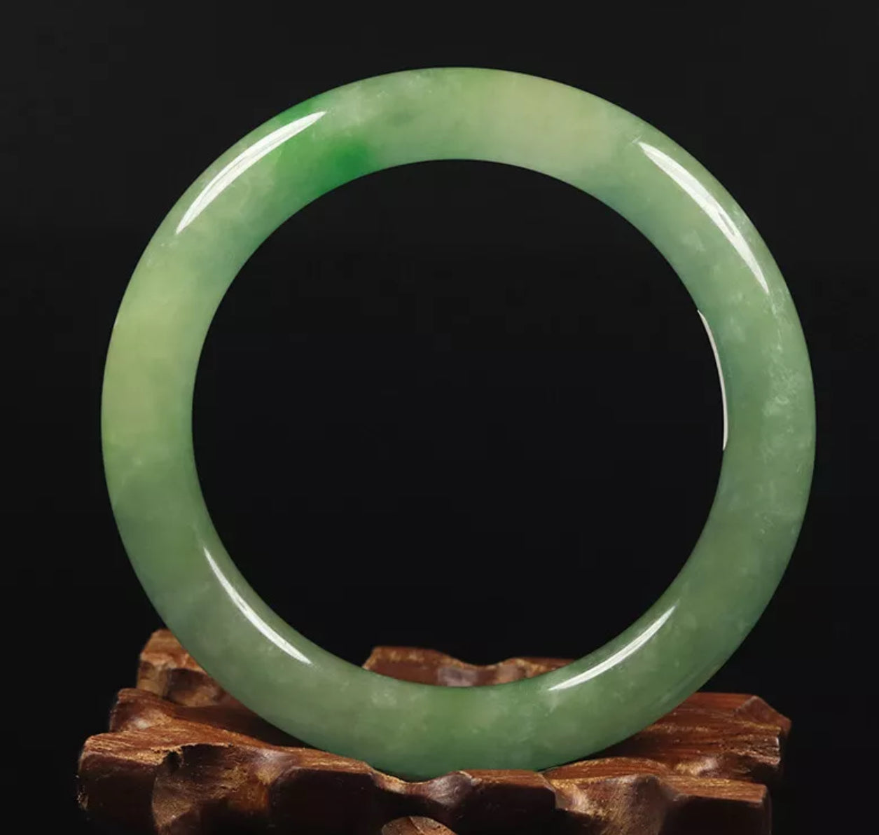 VINTAGE Small Jadeite Green Jade Bangle Size 55mm Round Princess Chunky Cut A455 - JazzyJewelbyAmina