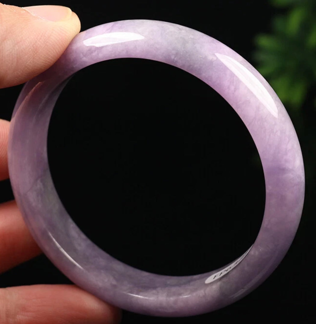 VINTAGE Medium Jadeite Lavender Jade Bangle Size 57 MM Rich Lavender Jade Shade G703 - JazzyJewelbyAmina
