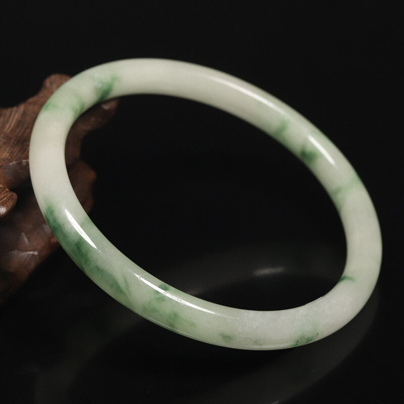 VINTAGE Medium Jadeite Green Jade Bangle Size 59 MM Round Princess Cut G103 - JazzyJewelbyAmina