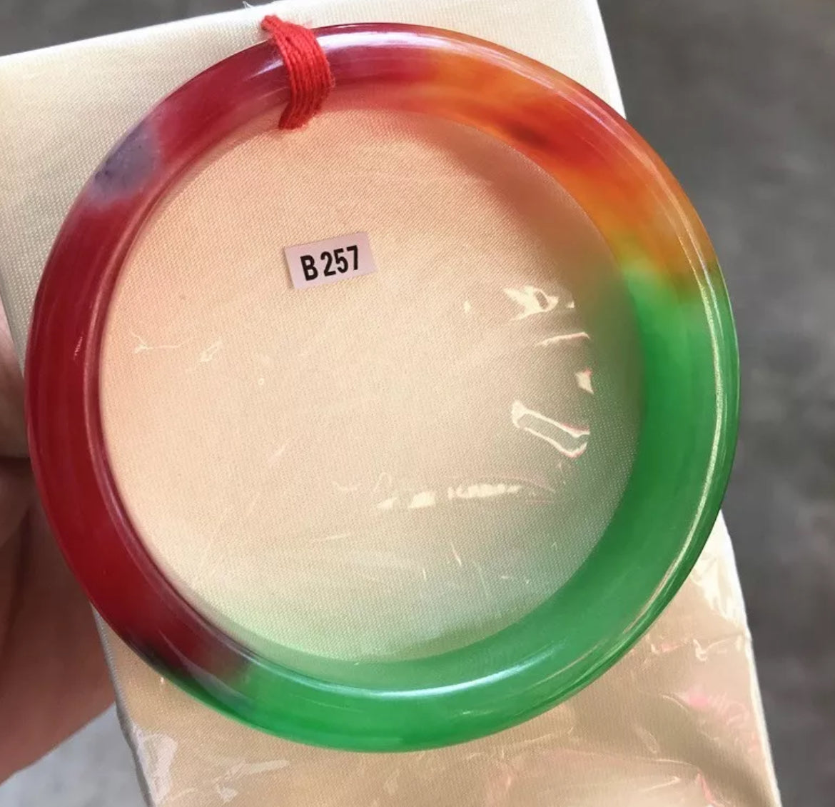 VINTAGE Large Jadeite Multi-Colored Jade Bangle Size 63mm J257 All Natural Jade Red/Green/Yellow - JazzyJewelbyAmina