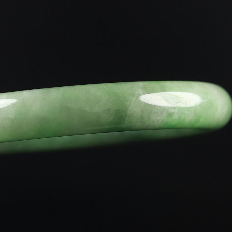 VINTAGE Medium Jadeite Green Jade Bangle Size 59mm Round Princess Cut Ombré Jade Green U899