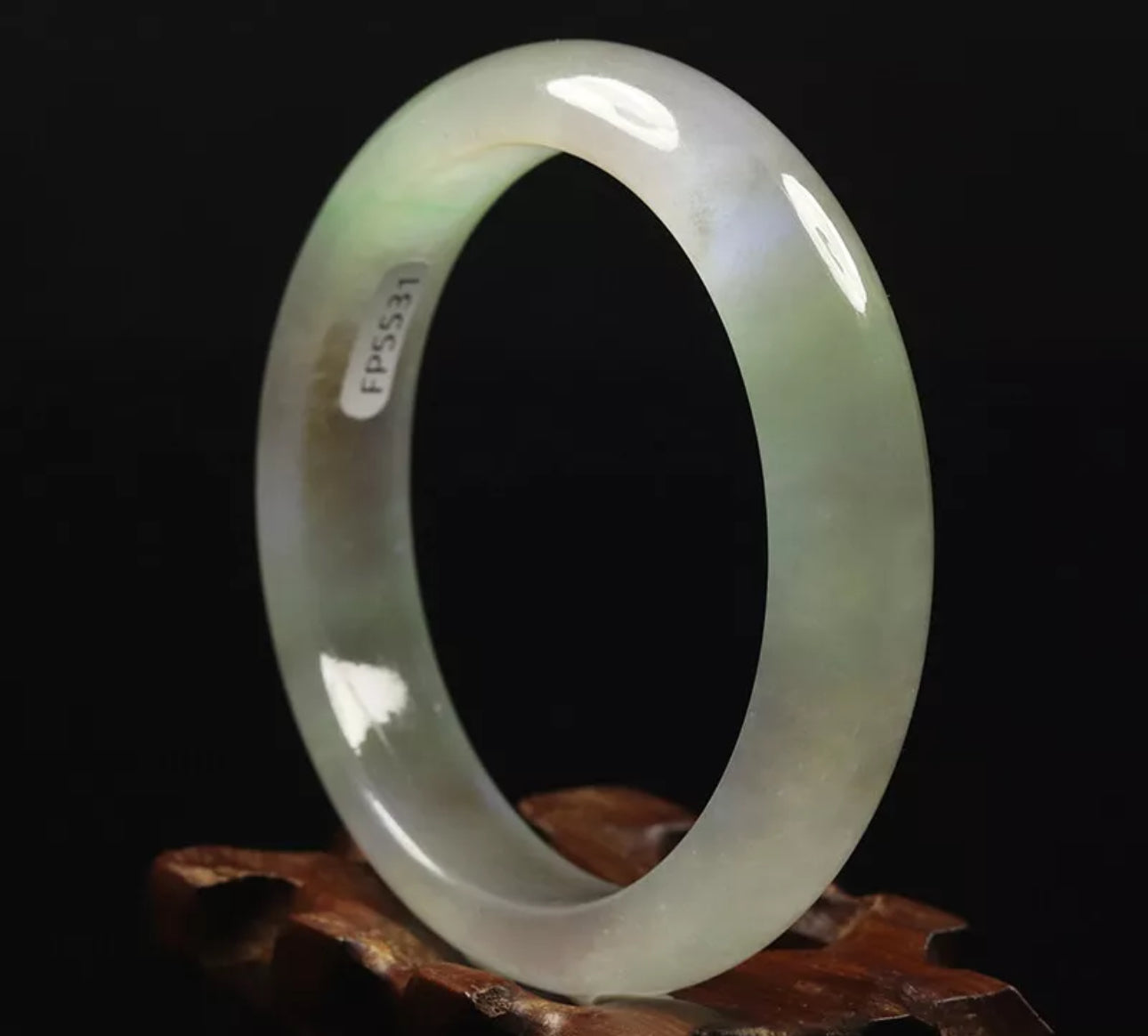 VINTAGE Large Icy Jadeite Green/White Lavender Bangle Size 60mm A115 - JazzyJewelbyAmina