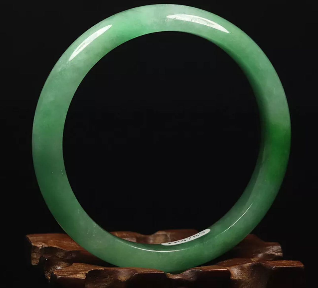 VINTAGE Large Jadeite Green Jade Bangle Size 60mm A631 Pop Green! - JazzyJewelbyAmina