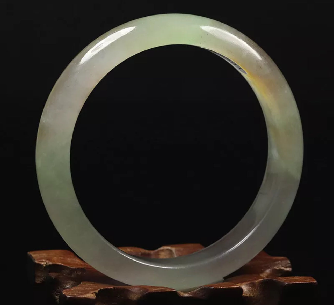 VINTAGE Large Icy Jadeite Green/White Lavender Bangle Size 60mm A115 - JazzyJewelbyAmina