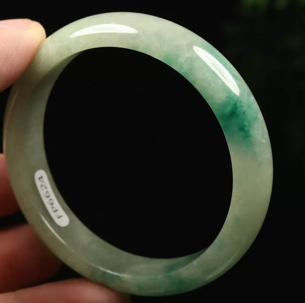 VINTAGE XS Jadeite Green/White Jade Bangle Size 54mm N301 - JazzyJewelbyAmina
