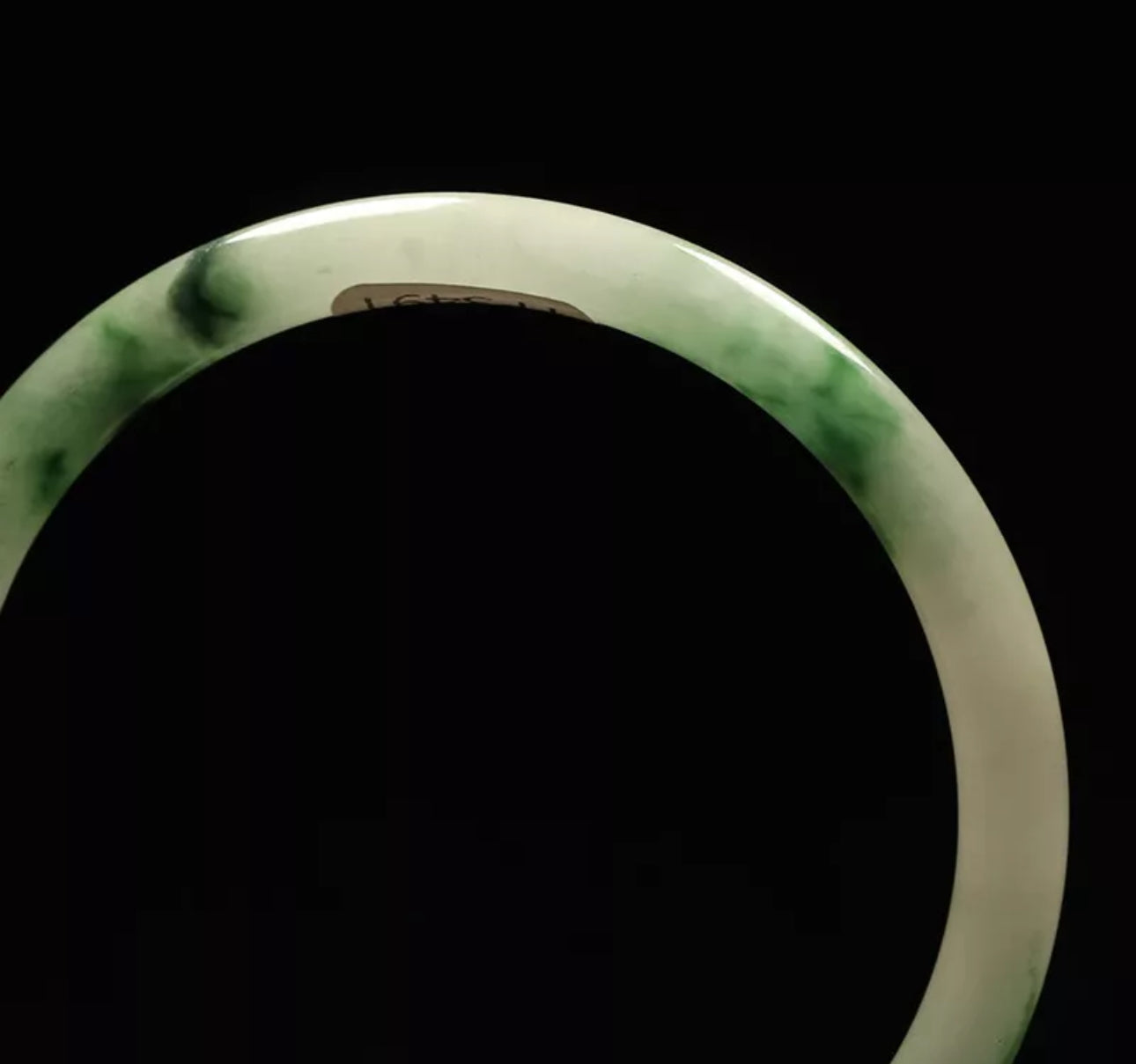 VINTAGE Medium Jadeite Green Jade Bangle Size 59mm Round Princess Cut N035 - JazzyJewelbyAmina
