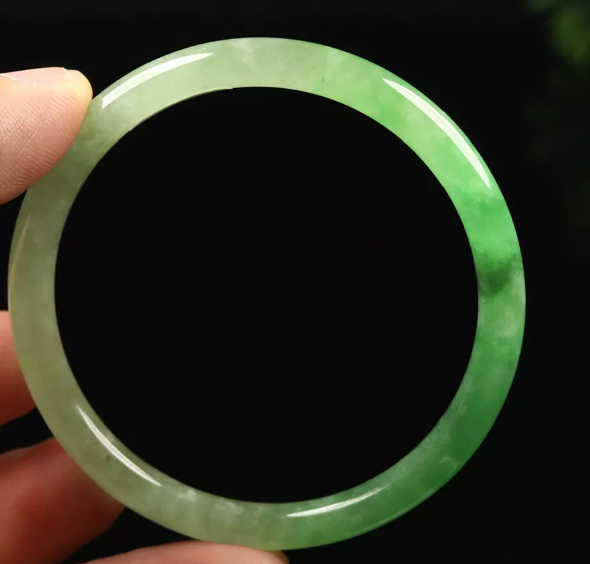 VINTAGE Small Jadeite Icy Green Jade Bangle Size 5m Y448 Round Princess Thin Cut! - JazzyJewelbyAmina