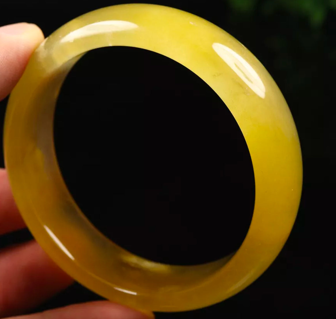 VINTAGE Large Jadeite Brown/Yellow Jade Bangle Size 60mm D755 - JazzyJewelbyAmina