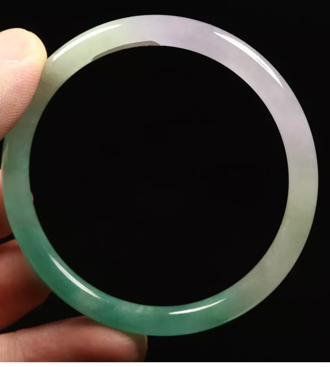 VINTAGE XS Jadeite Green/Lavender Icy Jade Bangle Size 54mm Round Princess Cut G286 - JazzyJewelbyAmina