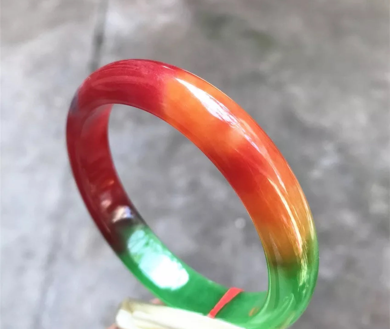 VINTAGE Large Jadeite Multi-Colored Jade Bangle Size 63mm J257 All Natural Jade Red/Green/Yellow - JazzyJewelbyAmina