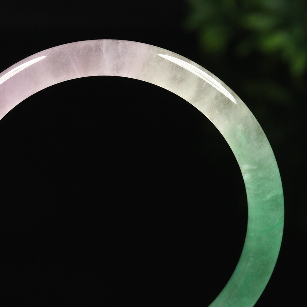 VINTAGE Small Jadeite Green/Lavender Jade Bangle Size 56 MM Round Princess Cut G093 - JazzyJewelbyAmina