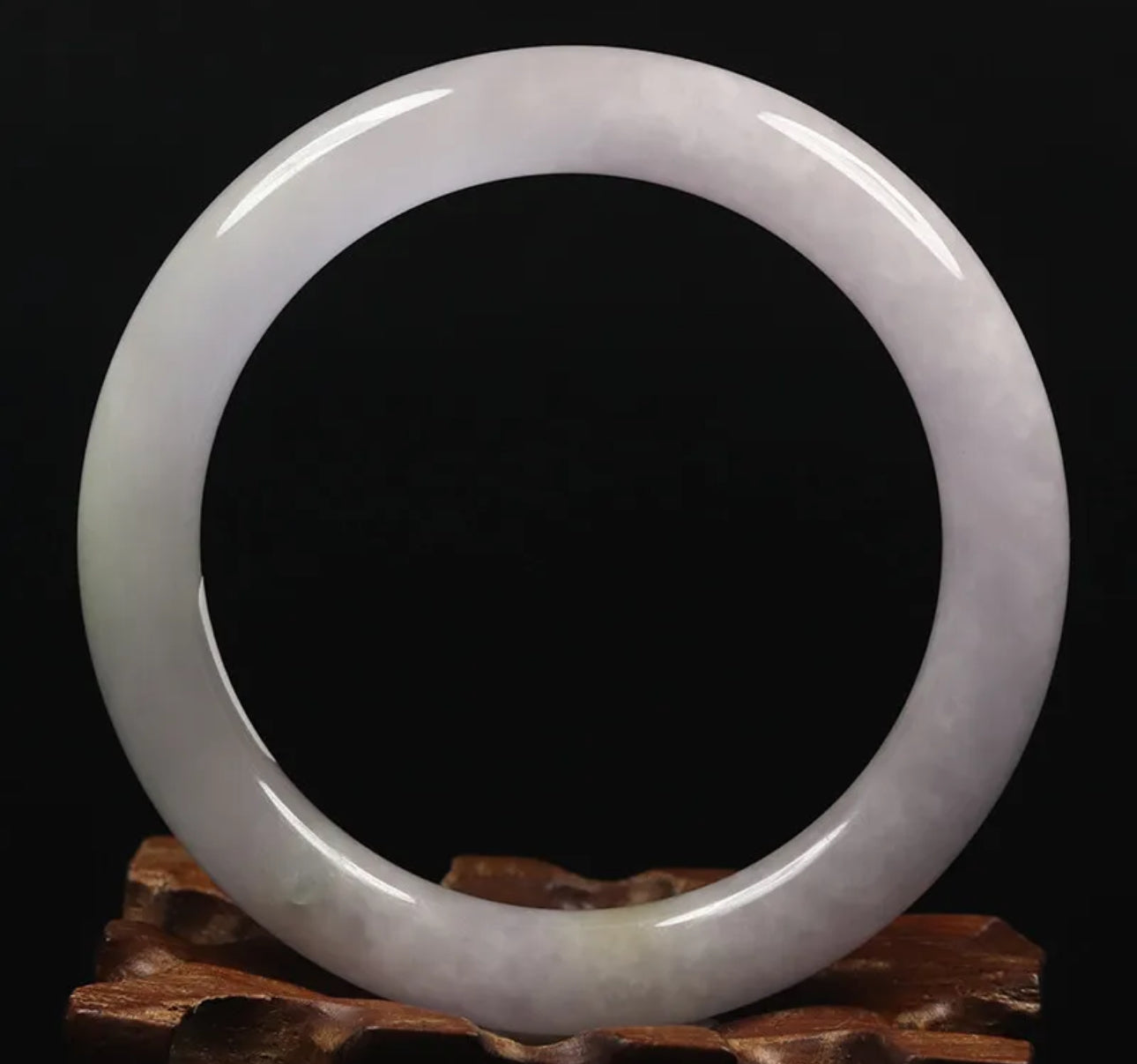 VINTAGE Small Jadeite White Lavender Jade Bangle Round Princess Chunky Cut Size 55mm U691 - JazzyJewelbyAmina
