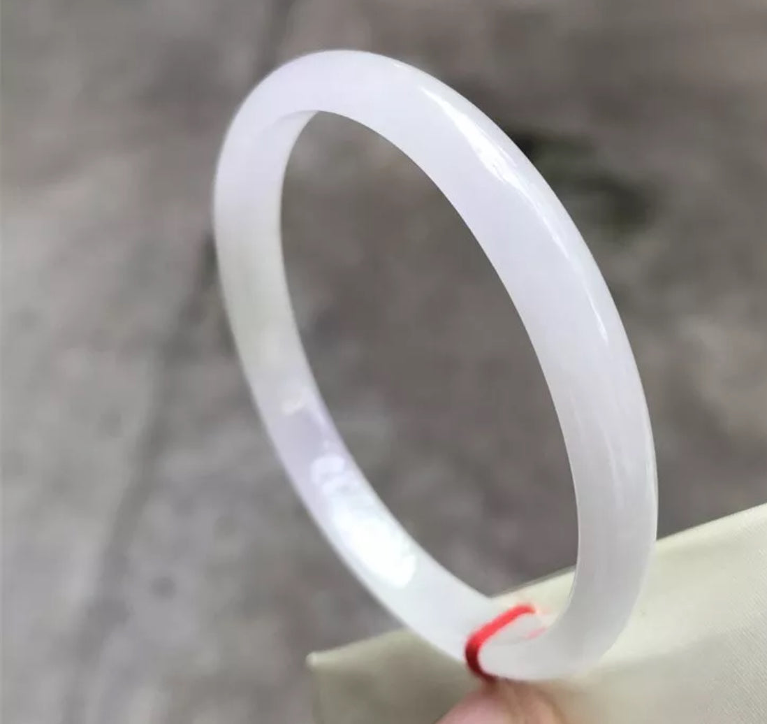 VINTAGE XS Jadeite Lavender Green Jade Bangle Size 54mm Thin Standard Cut M128 - JazzyJewelbyAmina