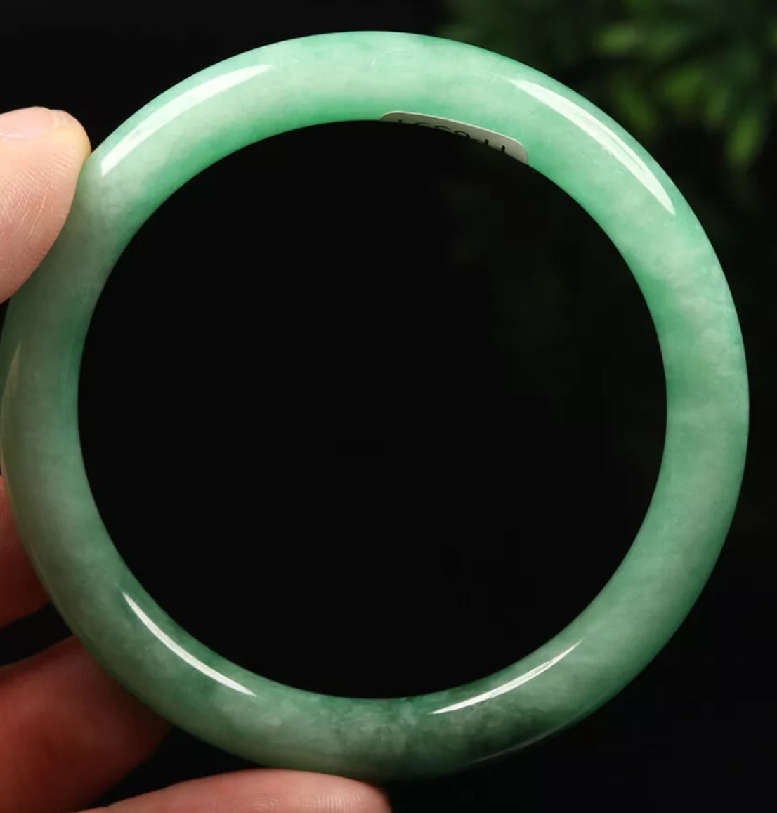 VINTAGE Medium Jadeite Green Jade Bangle Size 58mm Round Princess Thin Cut J835 - JazzyJewelbyAmina