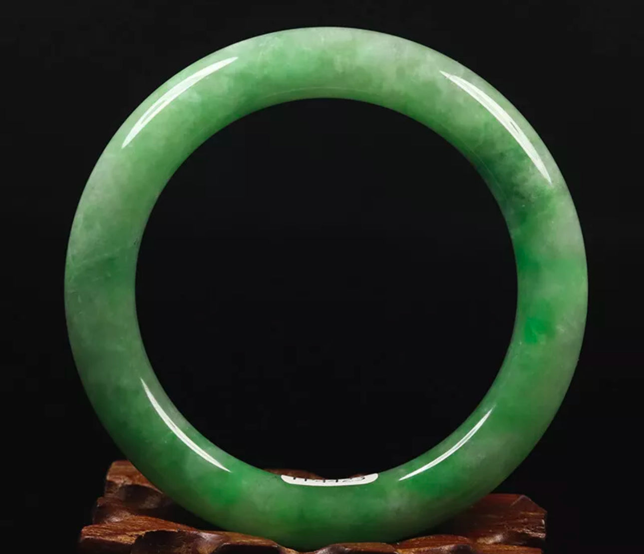 VINTAGE Medium Jadeite Green Jade Bangle Size 59mm Round Princess Cut J899 - JazzyJewelbyAmina