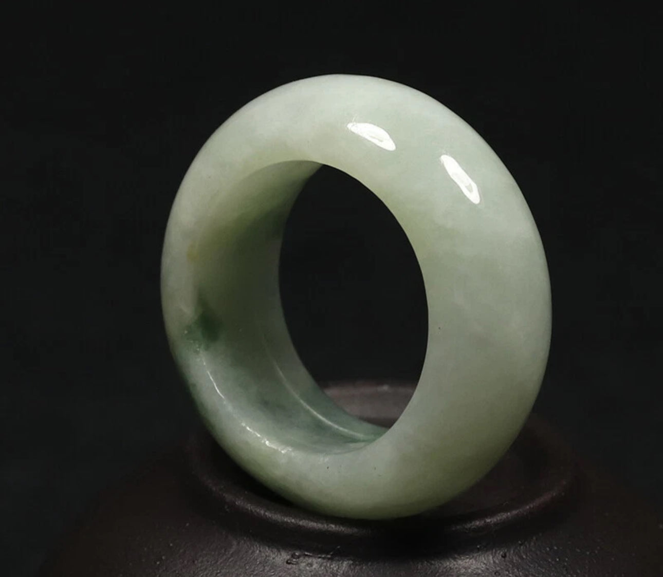 VINTAGE Owned Jadeite Green Jade Bangle Size 7.75 US Flower Jade G33 - JazzyJewelbyAmina