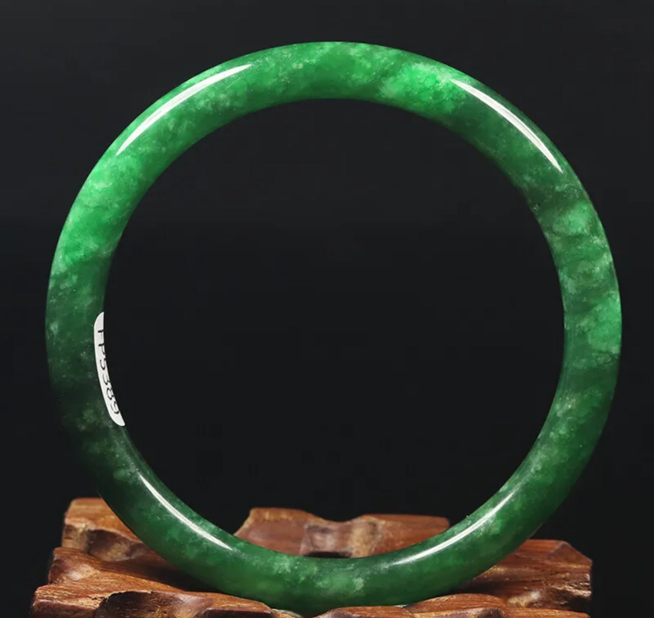 VINTAGE Medium Jadeite Green Jade Bangle from Burma - Size 59mm Round Princess Thin Cut F831 - JazzyJewelbyAmina