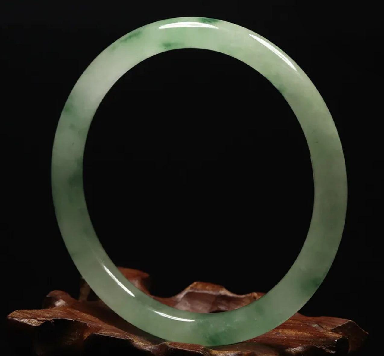 VINTAGE Medium Jadeite Green Jade Bangle Size 59mm Round Princess Cut A37 - JazzyJewelbyAmina