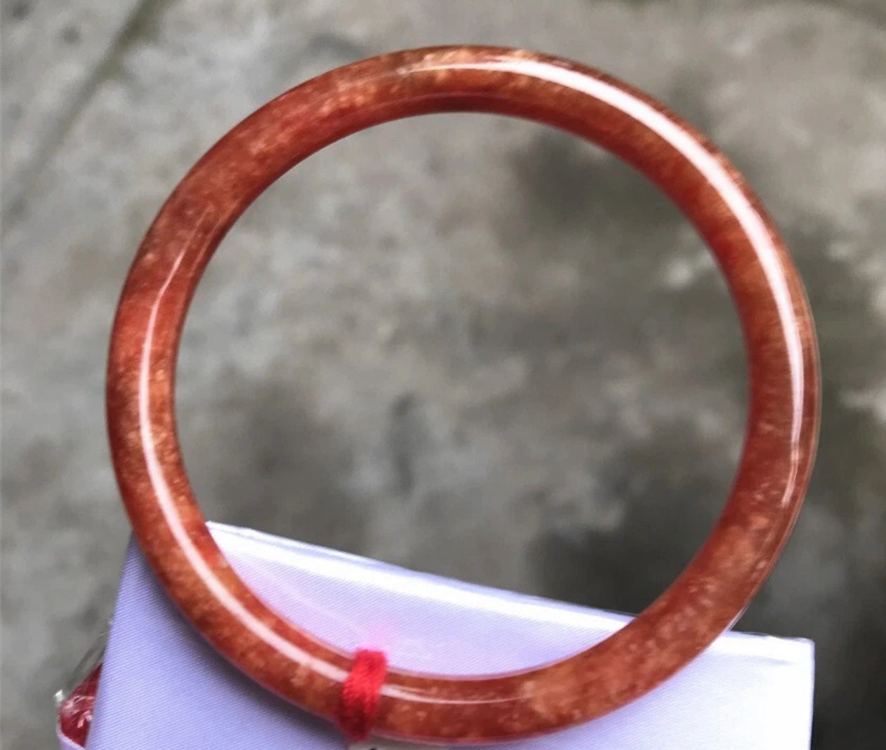 VINTAGE Large Jadeite Red Jade Bangle Size 60mm Round Princess Cut U782