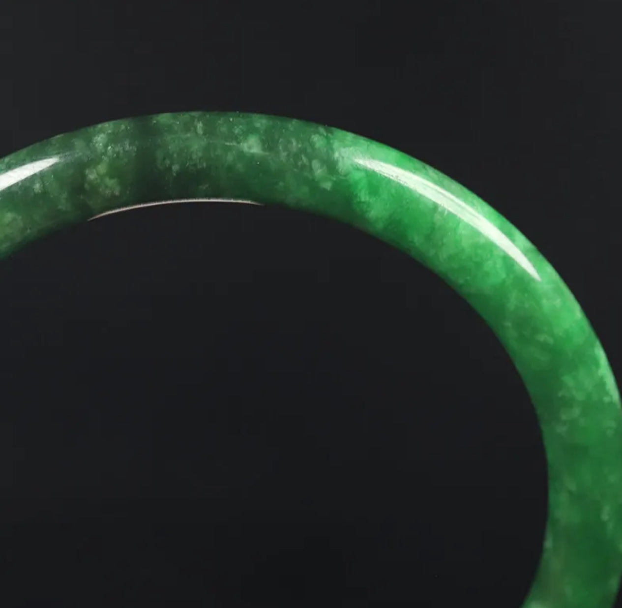 VINTAGE Medium Jadeite Green Jade Bangle from Burma - Size 59mm Round Princess Thin Cut F831 - JazzyJewelbyAmina