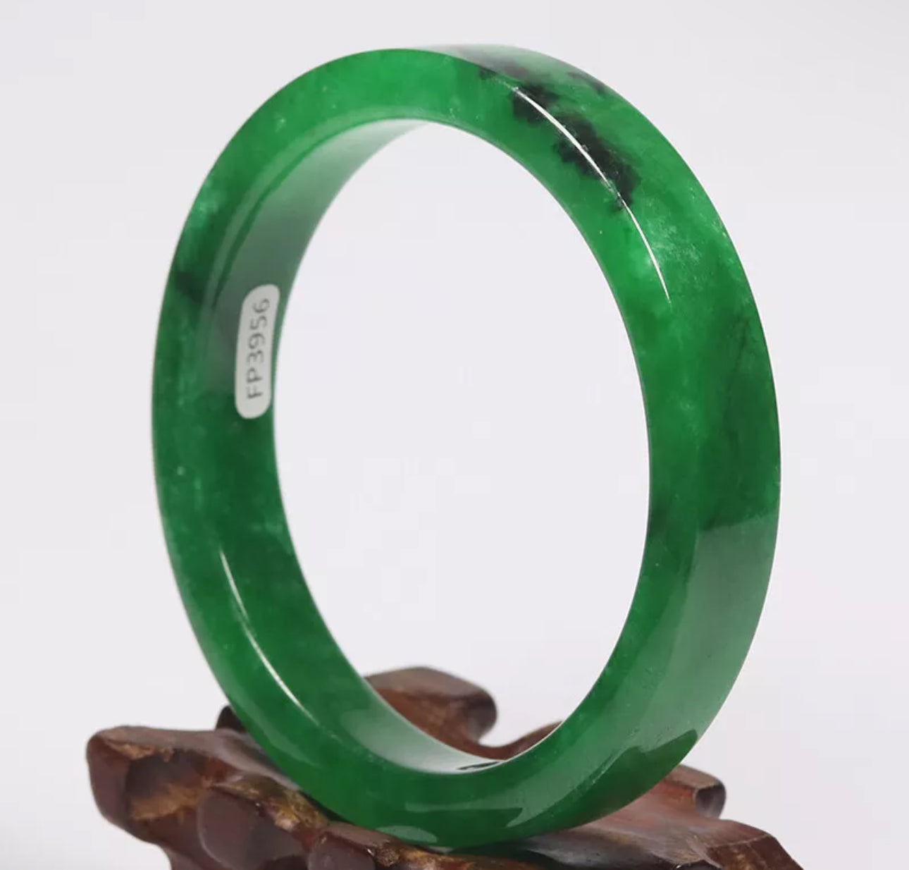 VINTAGE XXL Jadeite Green Jade Bangle Size 67mm Emerald Green O965 - JazzyJewelbyAmina