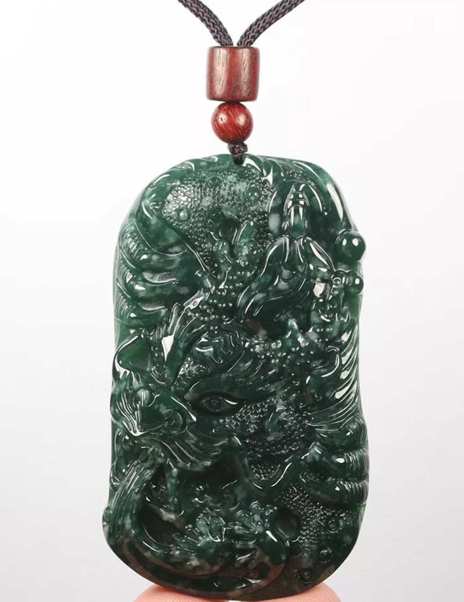 VINTAGE Green Jadeite Dragon Kwan-Yin (Guanyin) Jade Pendant - Certified Grade A Jade Piece D242 - JazzyJewelbyAmina